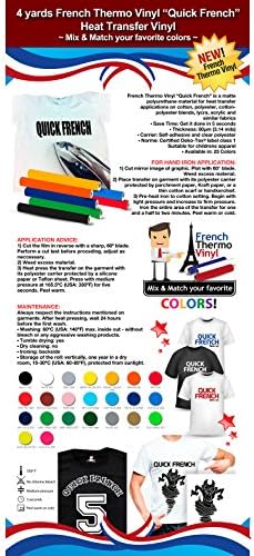 4 Yards French Thermo Vinyl "Quick French" Heat Transfer Vinyl - Cricut Die cut CraftROBO on Cotton or Polyester mesh and Poly-blend fabrics (Mix & Match colors) ***FREE Shipping***