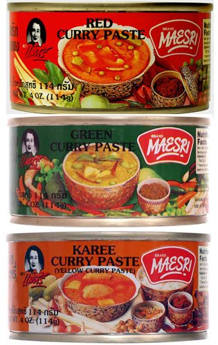 6 Can (4oz. Each) of Thai Green Red Yellow Curry Pastes Set by Curry Pastes