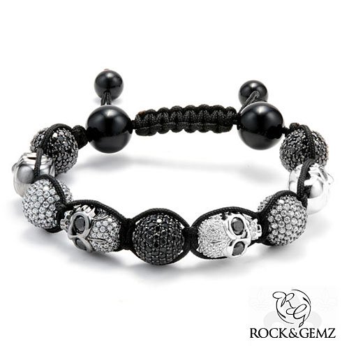 ROCK & GEMZ Sterling Silver Diamond CZ Skull 