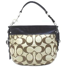 Authentic Coach Signature Zoe Shoulder Bag 12657 Khaki Mahogany