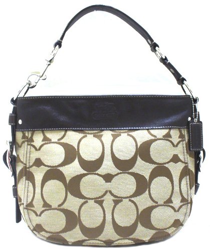 Authentic Coach Signature Zoe Shoulder Bag 12657 Khaki Mahogany