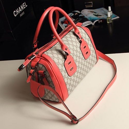 Threeseasons Korean Women Girls Canvas + Polyurethane Leather Handbag Shoulder Messenger Bag Tote BG552 (As pictures show)