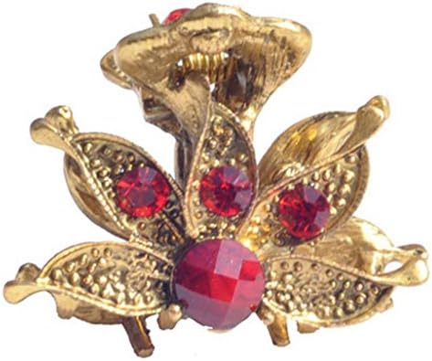 JSDY Womens Girls Gothic Flower Bronze Metal Hair Clips ClawsAccessories Red