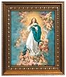 Immaculate Conception in Wood Frame with Golden Trim, 11.25" x 13.25" - MADE IN ITALY