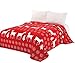 CaliTime Super Soft Throw Blanket for Bed Sofa Couch, Cozy Warm Flannel Fleece Christmas White Reindeer Snowflakes, Red, King