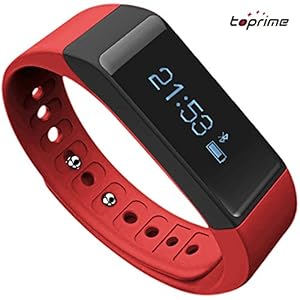 Fitness Tracker Toprime® Wearable Waterproof Smart Band with Multi-Functions Activity Tracker for Android and iOS Red