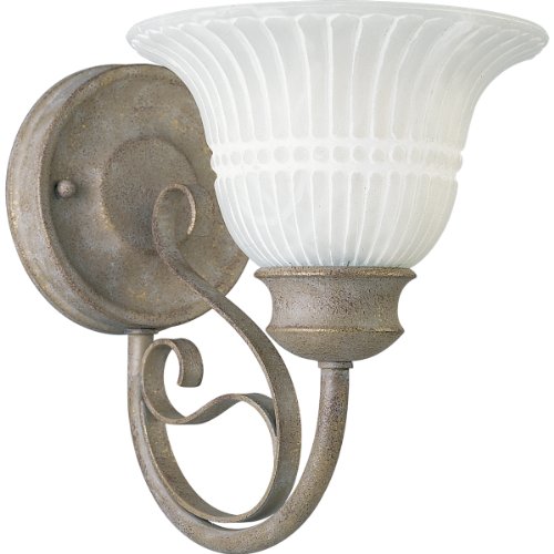 Progress Lighting P2906-40 One-Light Wall Fixture with White Washed Alabaster Glass Shade, Millstone