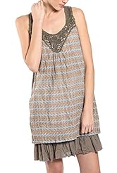 V-neck Round Neck Striped Print  Dress