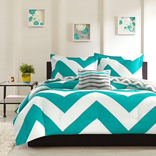 Case Andrea Milano Reversible Zig Zag Chevron Print Queen Comforter Set - Black / Grey