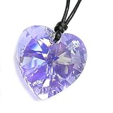 Queenberry (Free S/H) Swarovski Crystal Violet Ab Heart Pendant 28mm Black Leather 1mm Choker Necklace 14