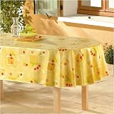 Nappe Toile ciree griottine jaune Ovale 140x240cm