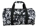 Black / White Skulls & Flowers Print Duffel Bag Gym