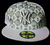 NEW York NY White Dollars & Diamonds Fitted cap 7 3/8