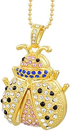 U07STORE 64GB Crystal Diamond Lady Bug Style USB Flash Drive pendant necklace ( 64 GB,Gold )