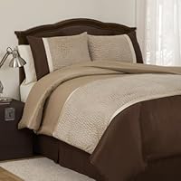 Lush Decor 4-Piece Animal Plush Comforter Set, King, Taupe, 1 Tone