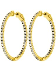  0.60 ct. tw Round Cut Diamond Inside Outside Hoop Earrings 14KY E-F VS2
