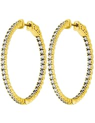  0.60 ct. tw Round Cut Diamond Inside Outside Hoop Earrings 14KW F-G VS2
