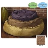 Big Shrimpy Nest Dog Bed - MEDIUM (33x36) Faux Suede/Walnut