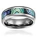 Cavalier Jewelers 8MM Comfort Fit Titanium Wedding Band | Engagement Ring with Abalone Shell Inlay | Beveled Edges [Size 11]