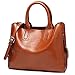 FiveloveTwo Womens Ladies Vintage Solid Color Handbags and Purses PU Leather Top-handle Satchel Hobo Crossbody Totes Shoulder Bags Brown