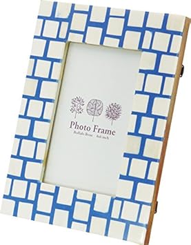 【クリックで詳細表示】現代百貨 天然素材 モザイク フォトフレーム S ブルー K806BL： ホーム＆キッチン