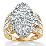 Diamond 18k Gold over Sterling Silver Marquise-Shaped Cluster Ring