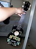 Leolani Ukulele Black with Colorful Hibiscus Flower G40