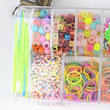 QJYB 800pcs Colorful DIY Rainbow Color Loom Style Silicone Band (800pcs Bands ,Pendant,36S-clips, 1 Looms ,1Hook+1Box)