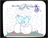Mouse Pad with baby, stork, carrying, snowman, winter