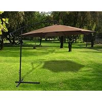 New Deluxe Natural 10' Offset Patio Umbrella Off Set Outdoor Market Umbrella