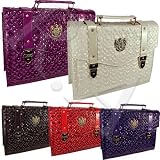 Womens 3D Heart LYDC Croc Patent Leather Messenger Laptop Shoulder Satchel Bag