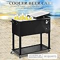 UenJoy 80 QT Rolling Ice Chest Portable Patio Party Drink Cooler Cart- 2 Colors Choices!