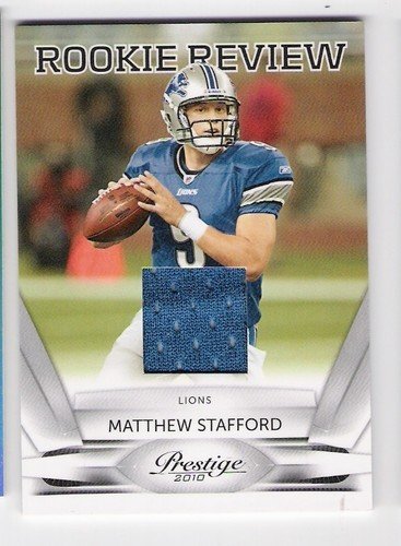 MATTHEW STAFFORD 2010 Panini Prestige Rookie Review JERSEY Card Detroit Lions Football
