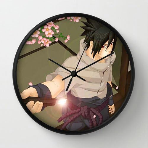 Naruto Uchiha Sasuke Naruto Shippuden Door Sakura Weapons Courage Guy Black Frame 10 Inch Wall Decoration Wall Clock