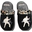Elvis signature black scuff slipper with leopard trim