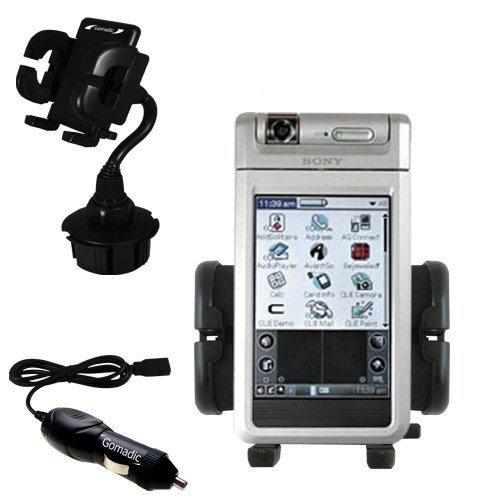 Sony Clie NR60 Auto Cup Holder with Car Charger - Uses Gomadic TipExchange