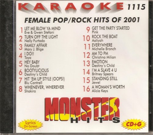 Monster #115 Karaoke CDG FEMALE POP ROCK HITS of 2001
