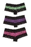 Pink Purple And Green Zebra Lace Hot Pants 3 Pack