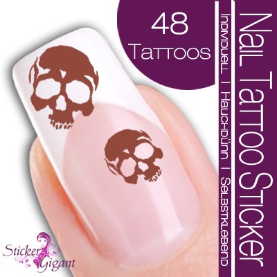 Nail Tattoo Sticker Totenkopf / Sch&auml;del - braun Preisvergleich