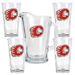 Calgary Flames NHL 4pc Pint Ale Glass & 60oz Pitcher Set - Primary Logo by Great American Products