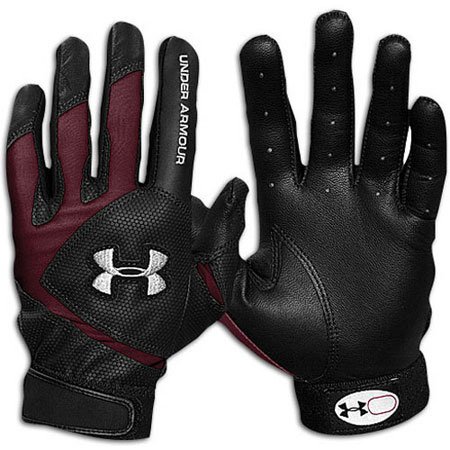 Under Armour Clean Up II Batting Gloves - Black/Maroon
