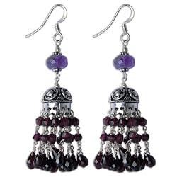 Multi Stone Earrings Sterling Silver Jewelry 2.5 Inches