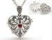 Genuine Marcasite and Garnet Sterling Silver Aromatherapy Scent Locket Heart Pendant with 20