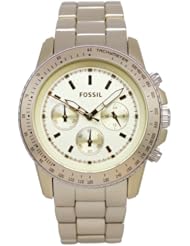 Fossil Womens CH2708 Quartz Chronograph Aluminum Golden Dial Watch