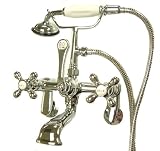 51eWOcdkS2L. SL160  Kingston Brass CC58T1 Vintage Leg Tub Filler with Hand Shower, Metal Cross Handle, Polished Chrome
