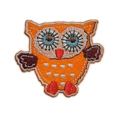 Eule 6,5 cm * 5,7 cm B�GELBILD AUFN�HER APPLIKATION Kinder gelb orange bunt blau Uhu Kauz Schleiereule Fl�gel Vogel Eulen Owl Patch