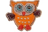 Eule 6,5 cm * 5,7 cm B�GELBILD AUFN�HER APPLIKATION Kinder gelb orange bunt blau Uhu Kauz Schleiereule Fl�gel Vogel Eulen Owl Patch