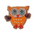 Eule 6,5 cm * 5,7 cm B�GELBILD AUFN�HER APPLIKATION Kinder gelb orange bunt blau Uhu Kauz Schleiereule Fl�gel Vogel Eulen Owl Patch