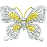 Sterling Silver & Vermeil Cubic Zirconia Butterfly Pin