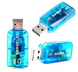 Crystal Blue USB 2.0 Audio External 5.1 3D Audio Sound Adapter for PC Desktops, Notebooks, or Laptops